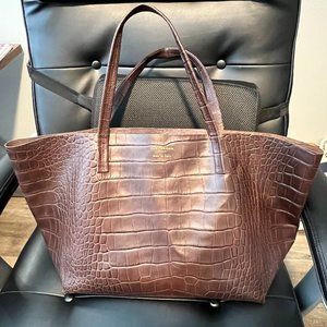 Preowned Kurt Geiger London Croc Embossed Italian Leather tote